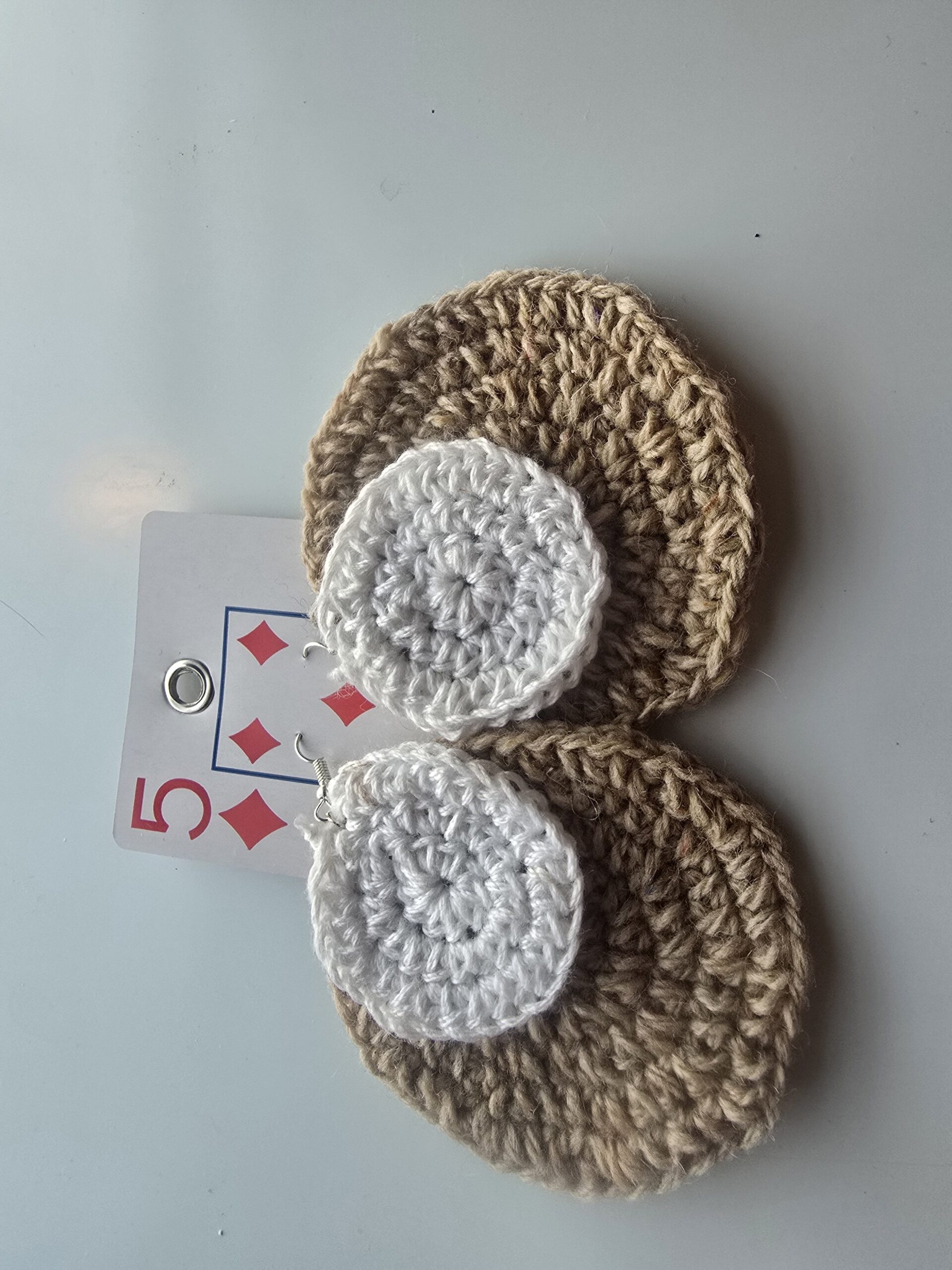 Neutral Harmony Crochet Circle Earrings - Image 2