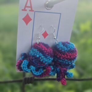 Cosmic Swirl Crochet Octopus Earrings