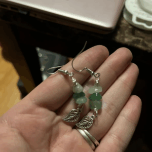 Earthy Green Aventurine Leaf Dangle Earrings
