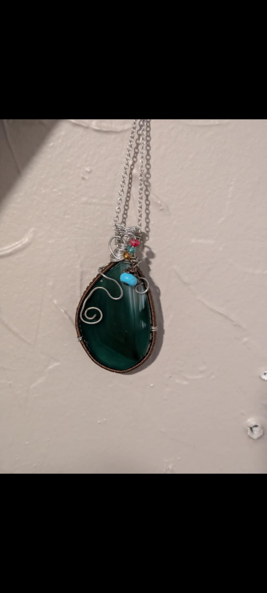 Deep Forest Green Gemstone Pendant Necklace - Image 2