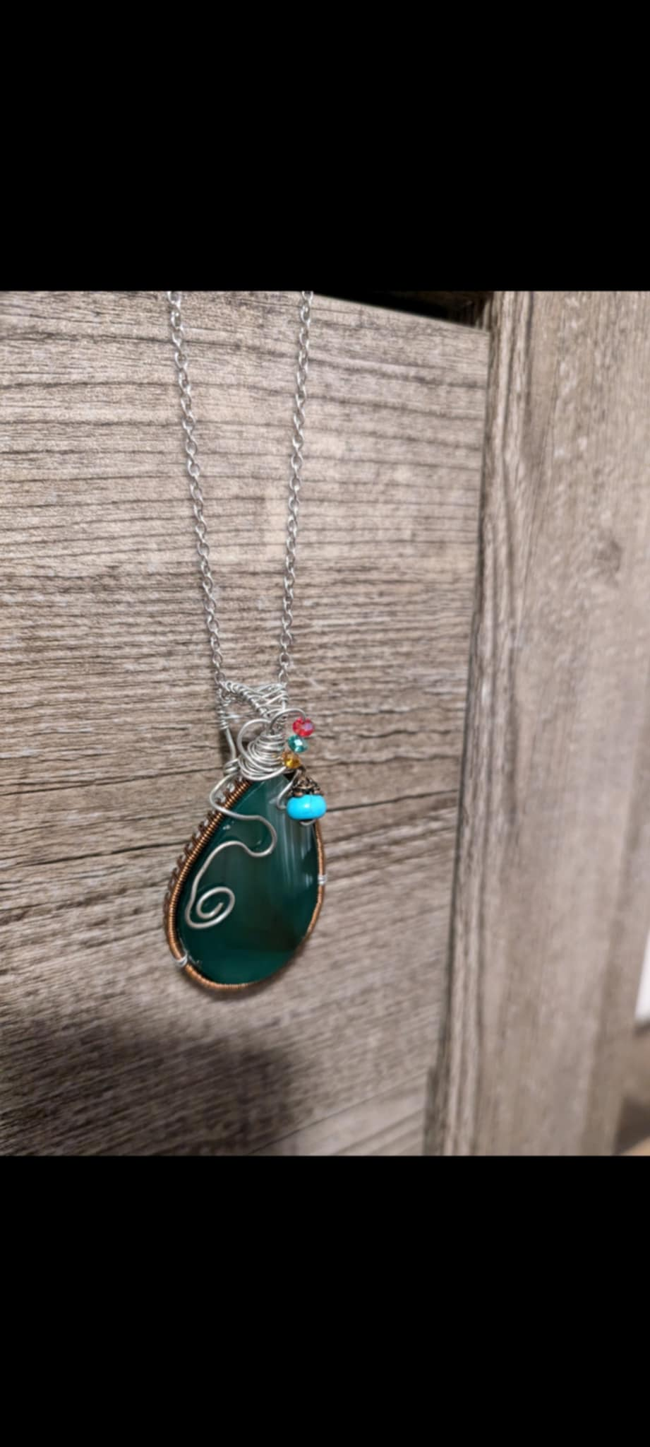 Deep Forest Green Gemstone Pendant Necklace - Image 3