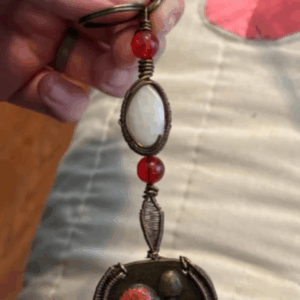 Enchanted Forest Mushroom & Moonstone Keychain