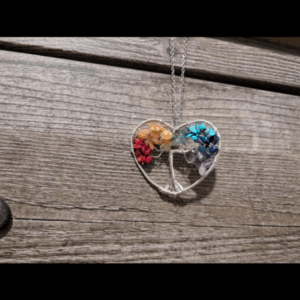 Vibrant Chakra Tree of Life Heart Necklace