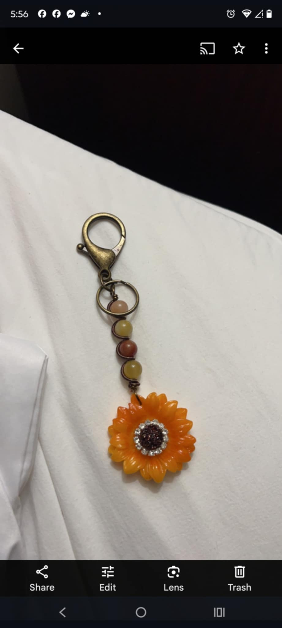 Boho Sunflower & Gemstone Keychain .
