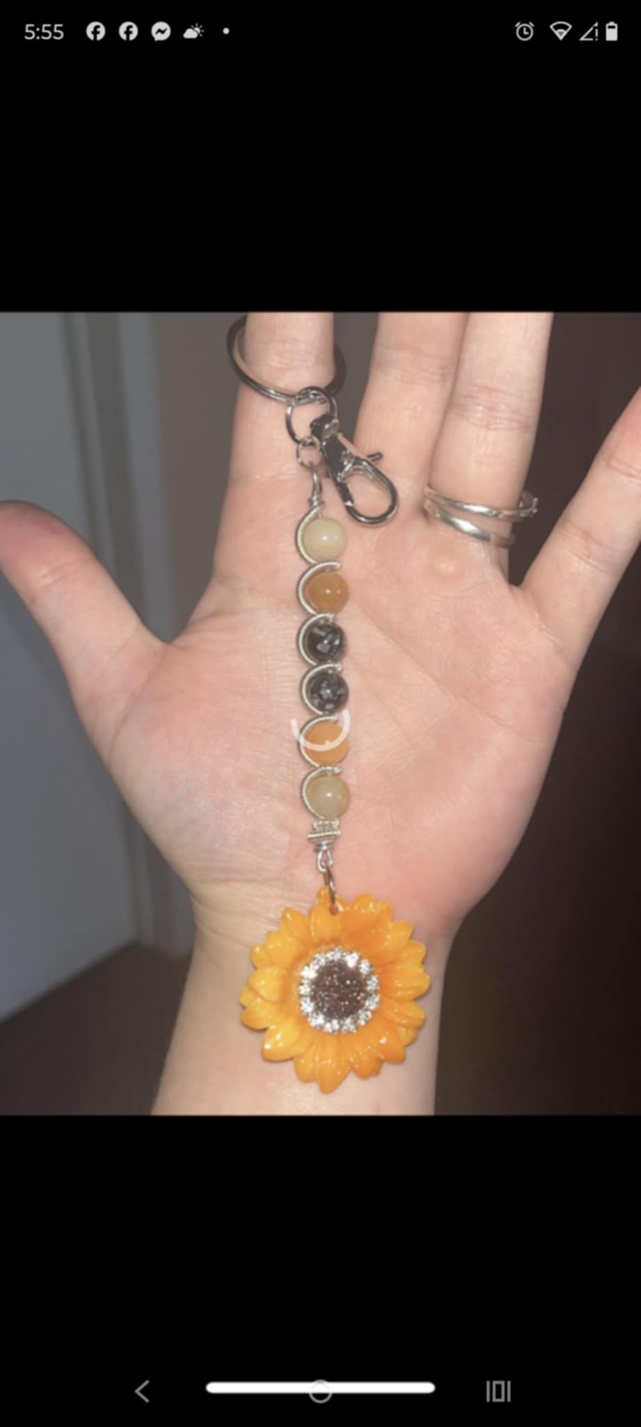 Boho Sunflower & Gemstone Keychain . - Image 2